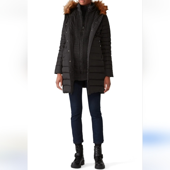 Seraphina Danya Maternity Winter Goose Down Black Puffer Parka Coat Size 6 - Picture 1 of 7